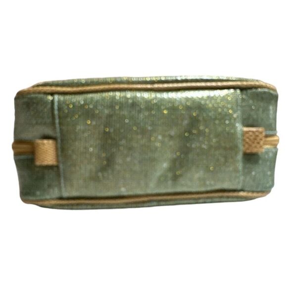 Stephanie Johnson Toiletry Bag Travel Green Gold Metallic Cosmetics NWOT - Picture 6 of 15